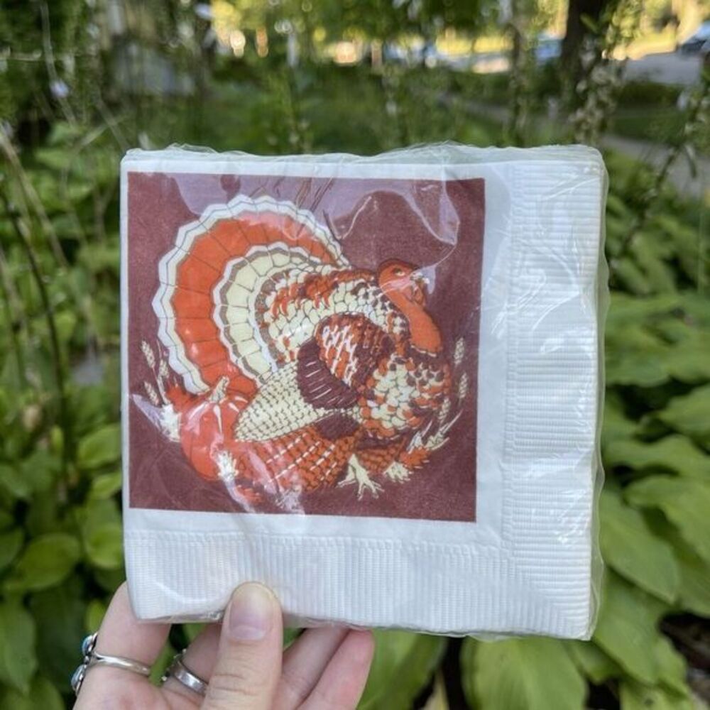 16 Ct Vintage Thanksgiving American Greetings Turkey Luncheon Napkins‎ 3 Ply